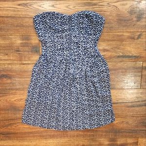 Xhilaration Women's Navy Floral Strapless Pullover Above the Knee Dress Medium M